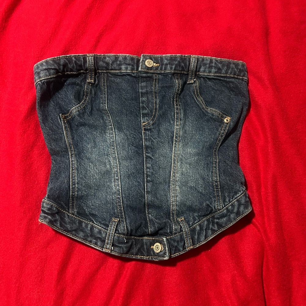 Zara Dark Blue Denim Corset Jeans